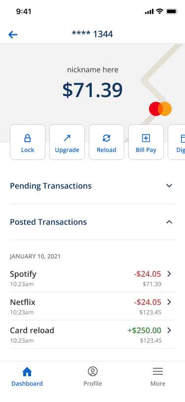 Paypower Mastercard App - Dashboard