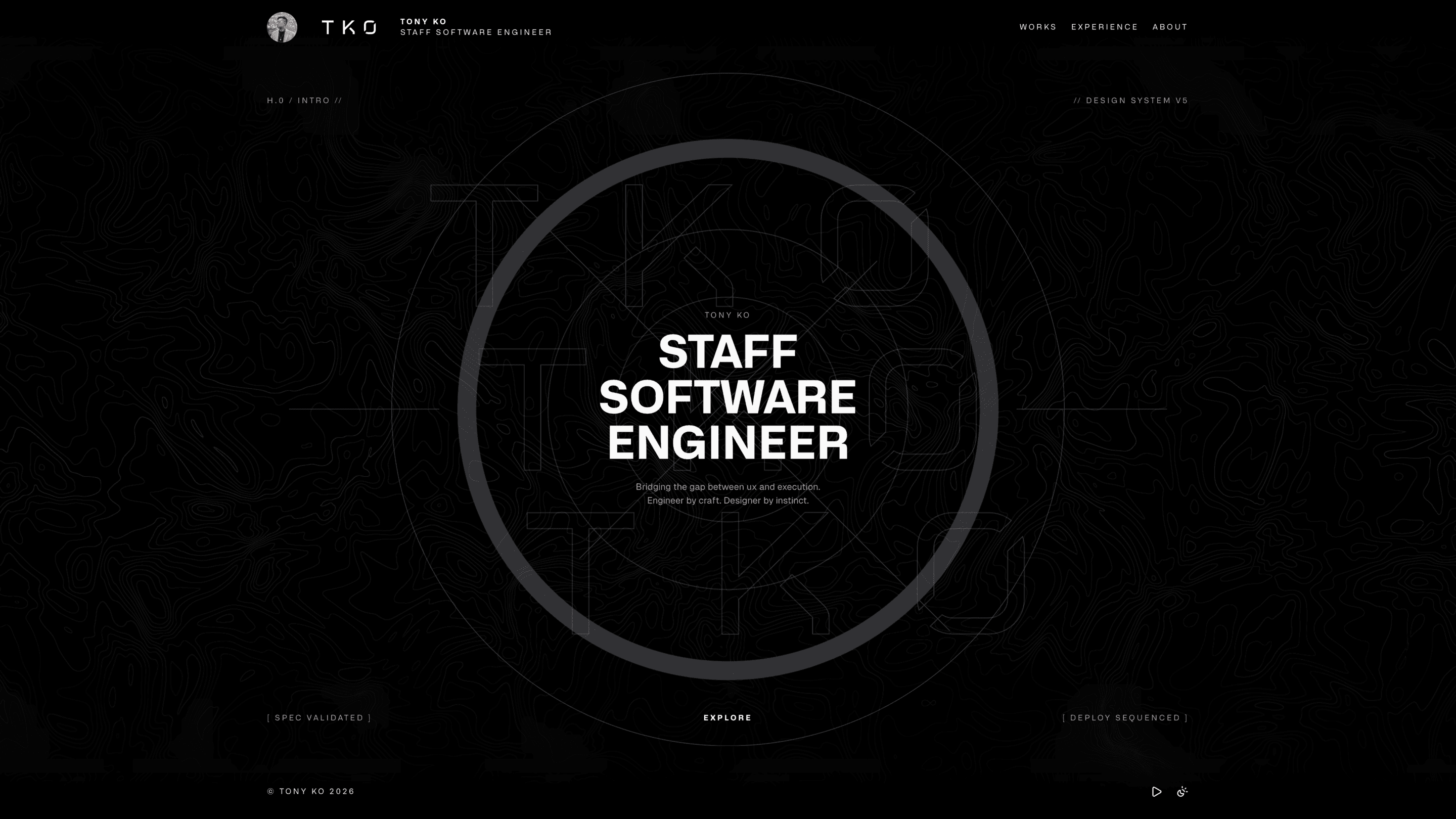 tko.dev — Cinematic Portfolio Homepage